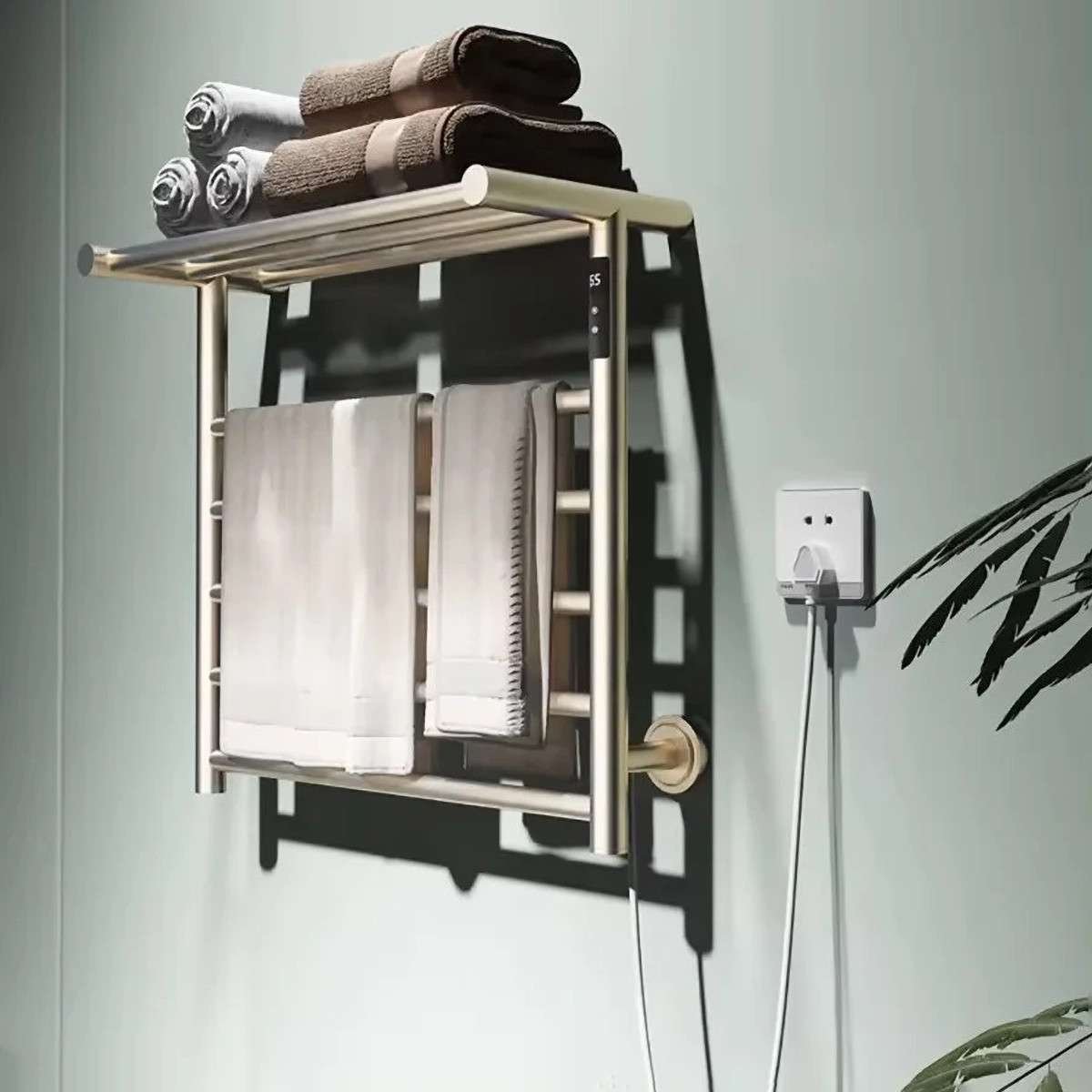 Sèche-serviettes électrique tubulaire doré 220W | Luxe