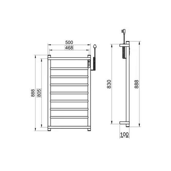 Sèche-serviettes électrique 250W doré brossé avec tablette