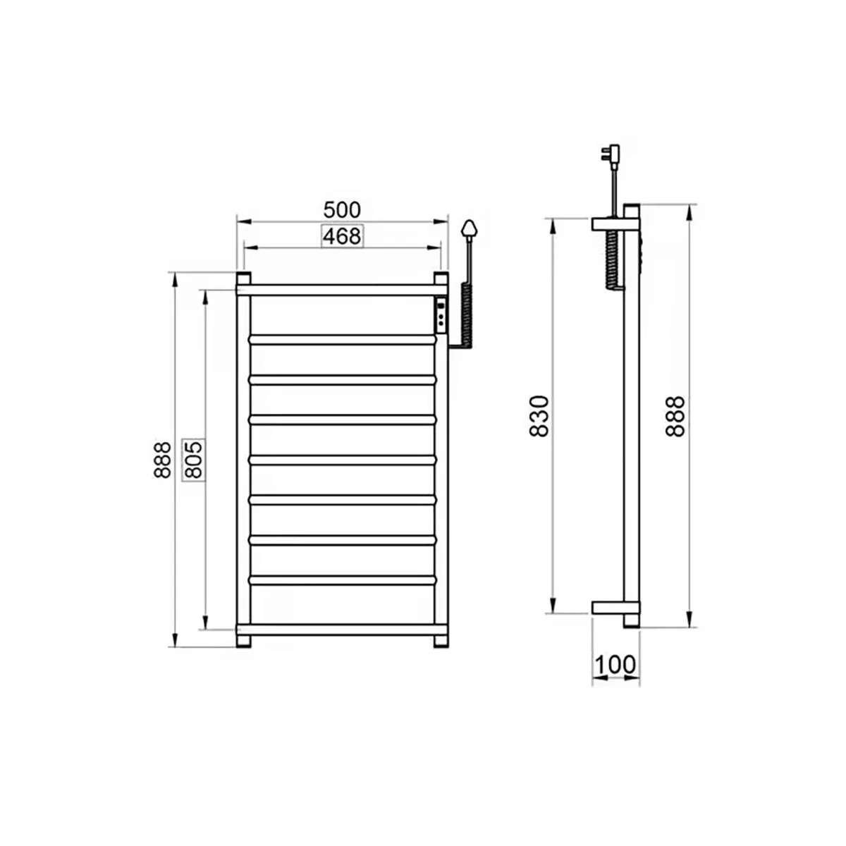 Sèche-serviettes électrique 250W doré brossé avec tablette