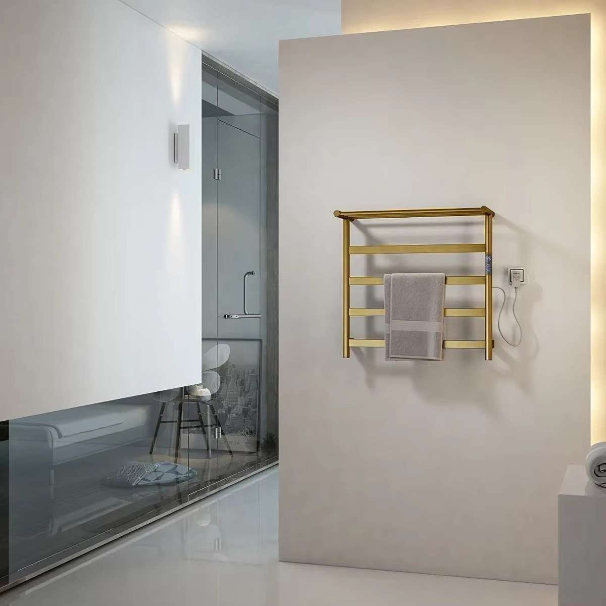 Sèche-serviettes électrique Angus doré 250W | Design