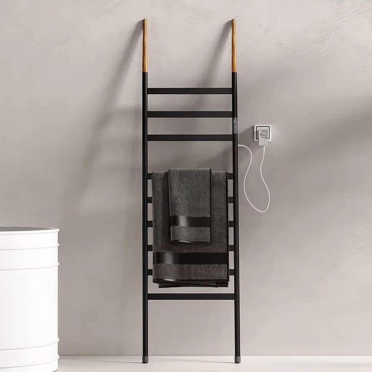 Sèche-serviettes électrique échelle noir | Design moderne