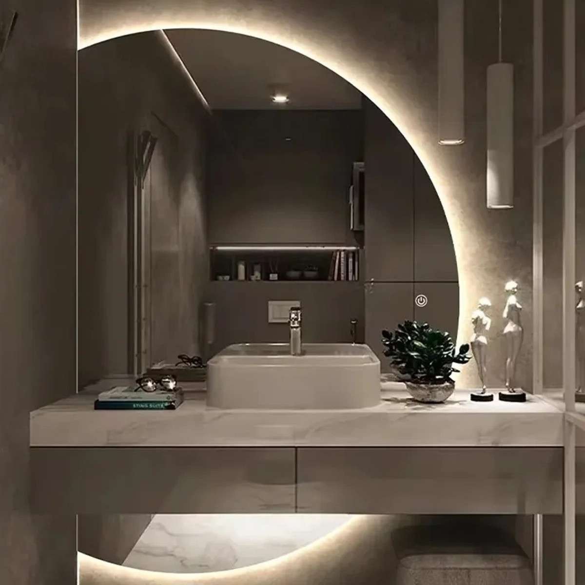 Miroir demi-lune LED Openda 100x90 | Tactile & Antibuée