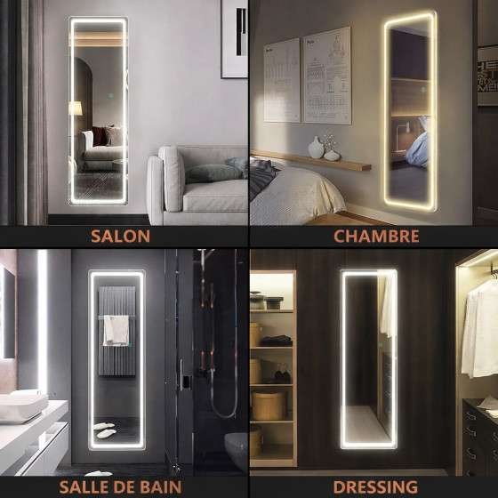 Miroir LED dressing Graphe 160x50 | Tactile & Antibuée