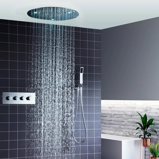 Ciel de pluie thermostatique led chrome Ø50cm, Belfast - category_name - CDP741400HM52 - shop_name