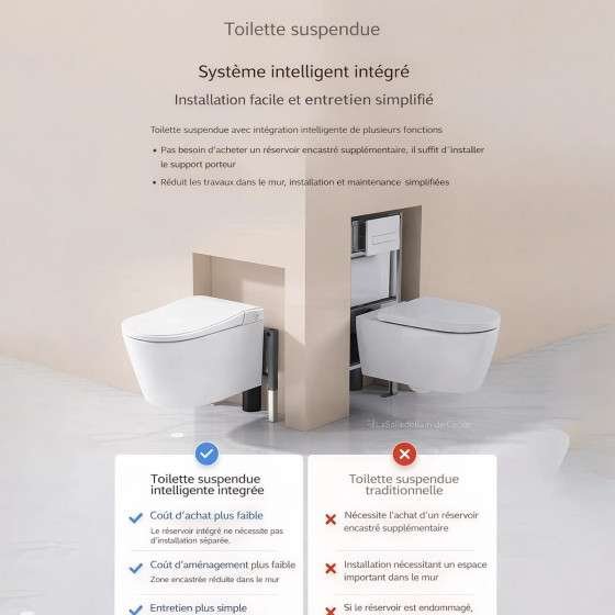 Toilette japonaise suspendue connectée Cobis P-trap LED