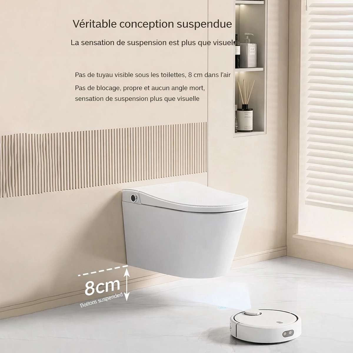 Toilette japonaise suspendue connectée Cobis P-trap LED