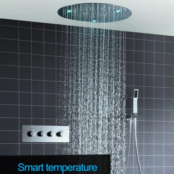 Ciel de pluie thermostatique led chrome Ø50cm, Belfast - category_name - CDP741400HM52 - shop_name