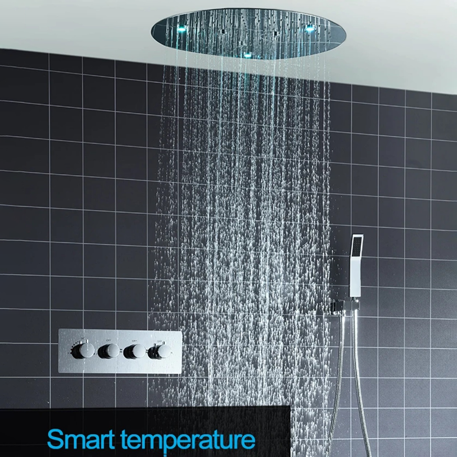 Ciel de pluie thermostatique led chrome Ø50cm, Belfast - category_name - CDP741400HM52 - shop_name