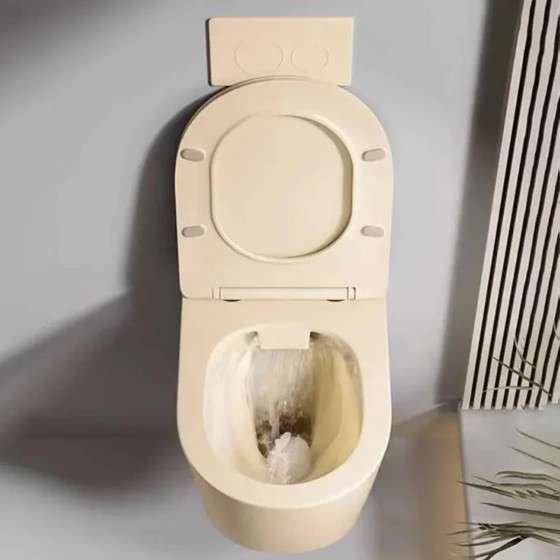 WC suspendu crème sans bride avec bâti mural | Soft-close
