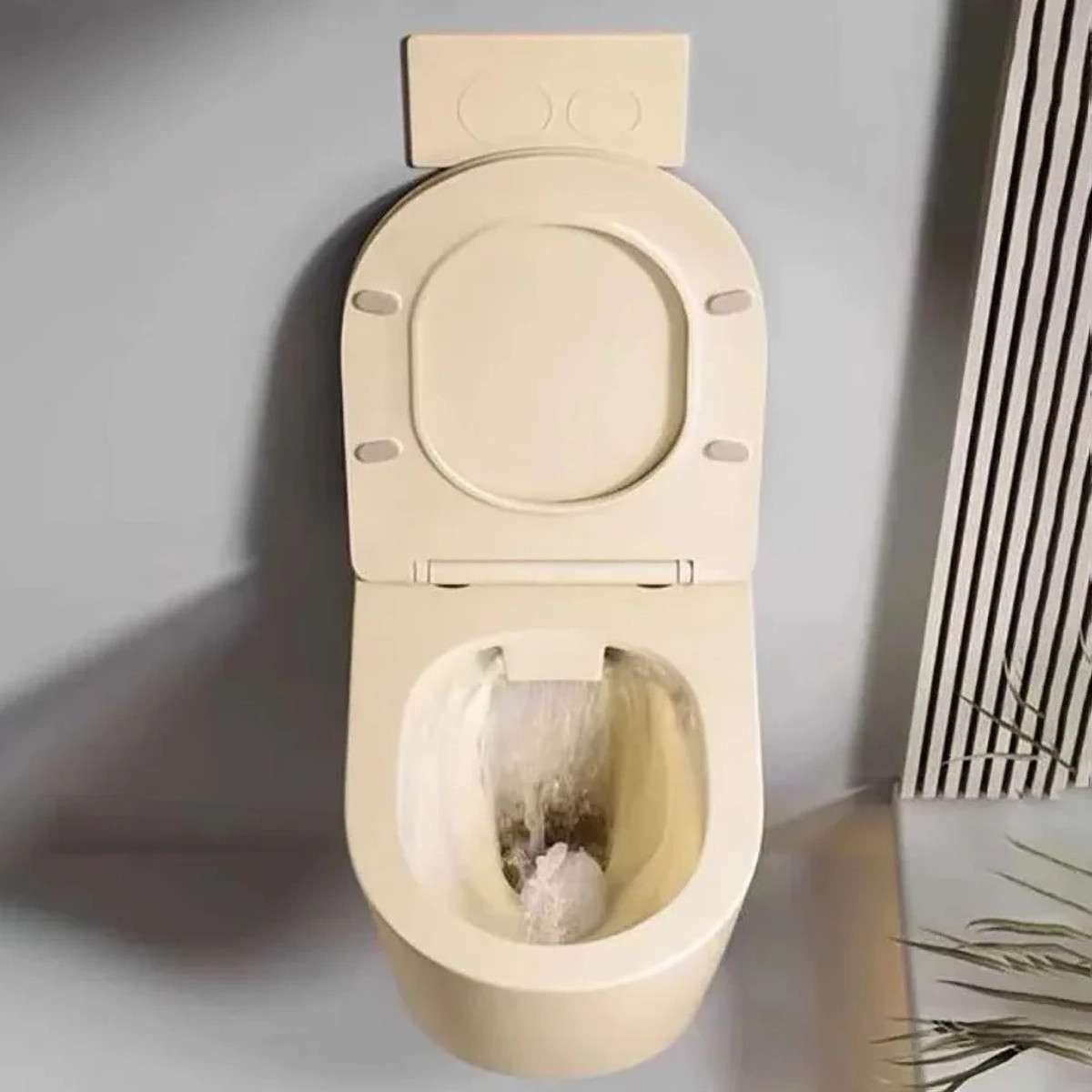 WC suspendu crème sans bride avec bâti mural | Soft-close