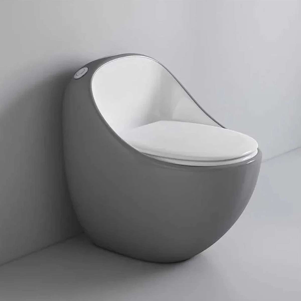 WC monobloc sans bride blanc et gris | Design moderne