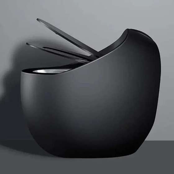 WC monobloc noir sans bride | Soft-close | Design moderne