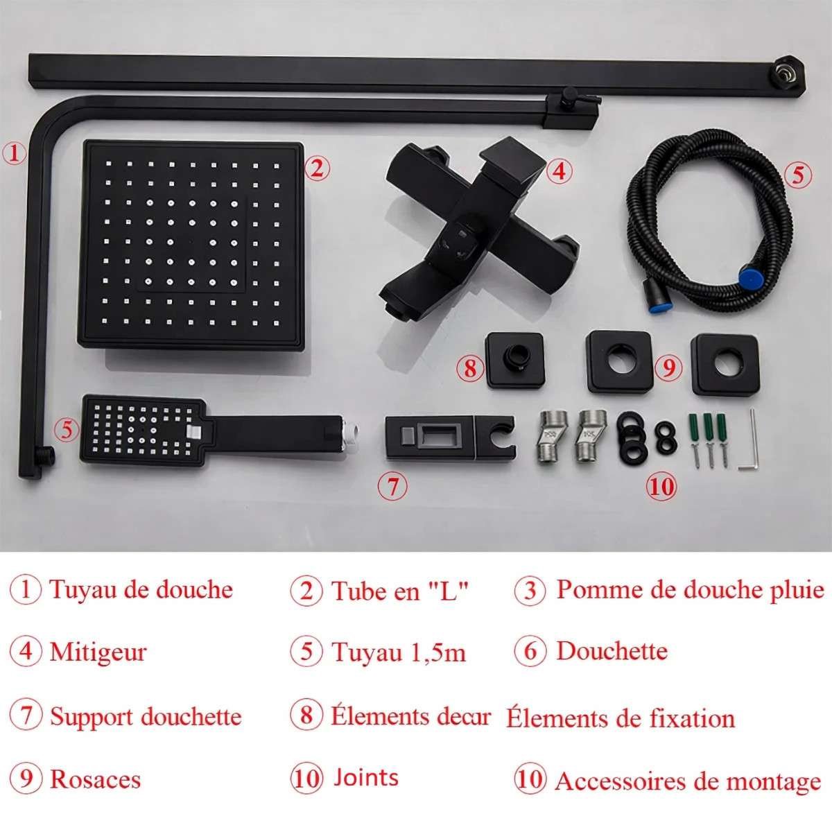 Colonne de douche noire mat Tipaza – Élégance & confort