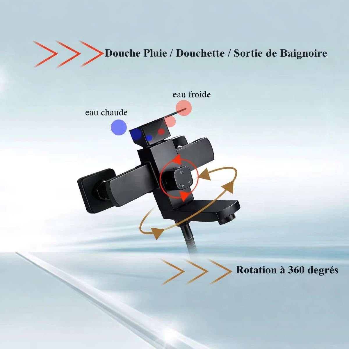 Colonne de douche noire mat Tipaza – Élégance & confort