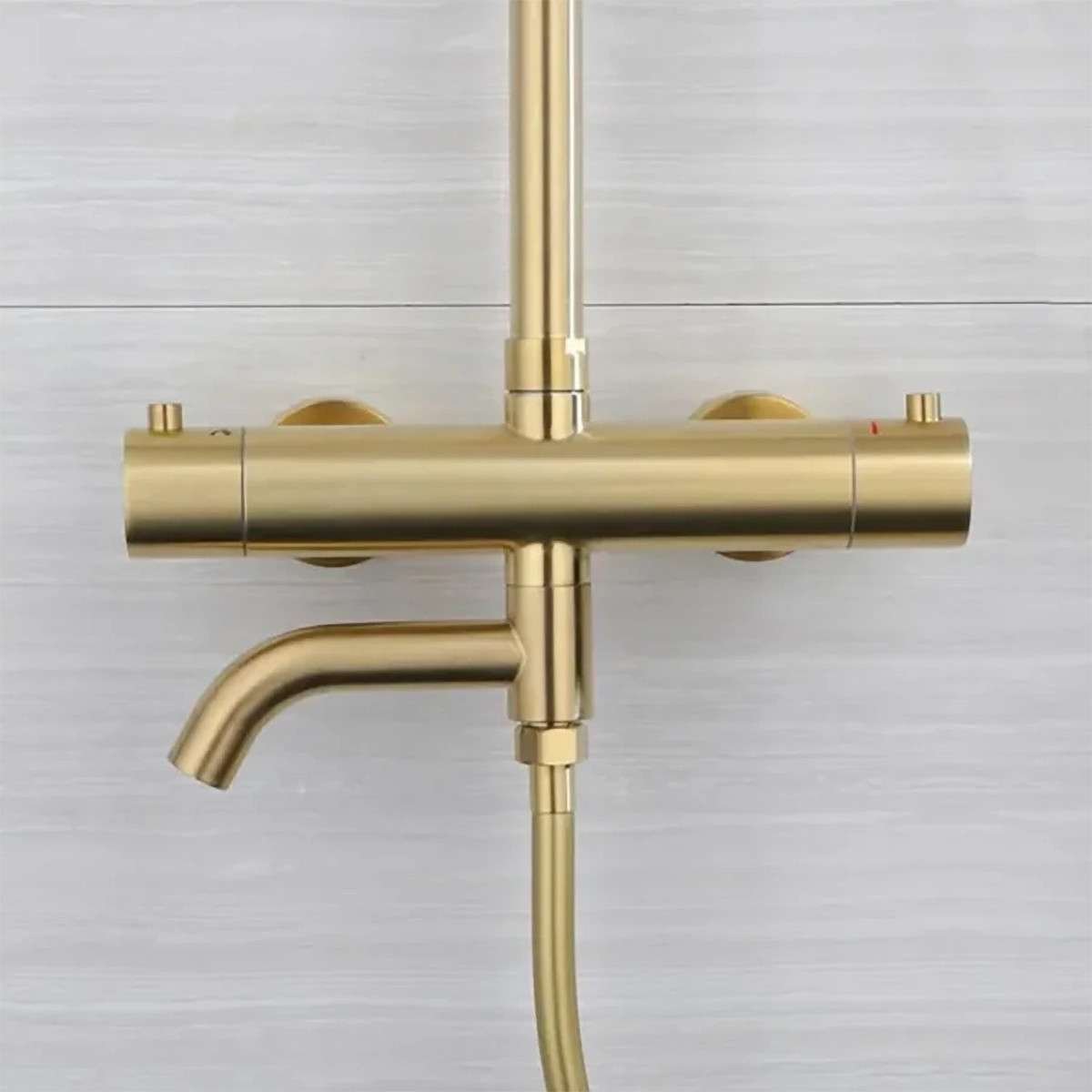 Colonne bain-douche thermostatique dorée Ebar – Réglable 75–112 cm