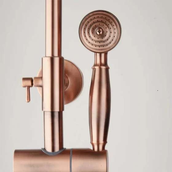 Colonne bain-douche or rose Oriane – Pluie 25 cm, bec de bain