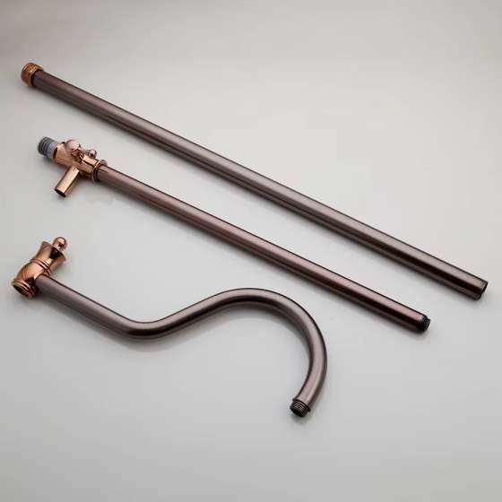 Colonne bain-douche or rose – Design rétro, réglable 98–146 cm