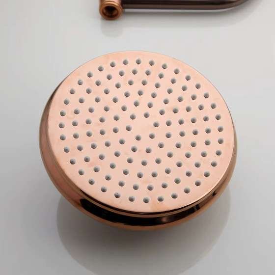 Colonne bain-douche or rose – Design rétro, réglable 98–146 cm