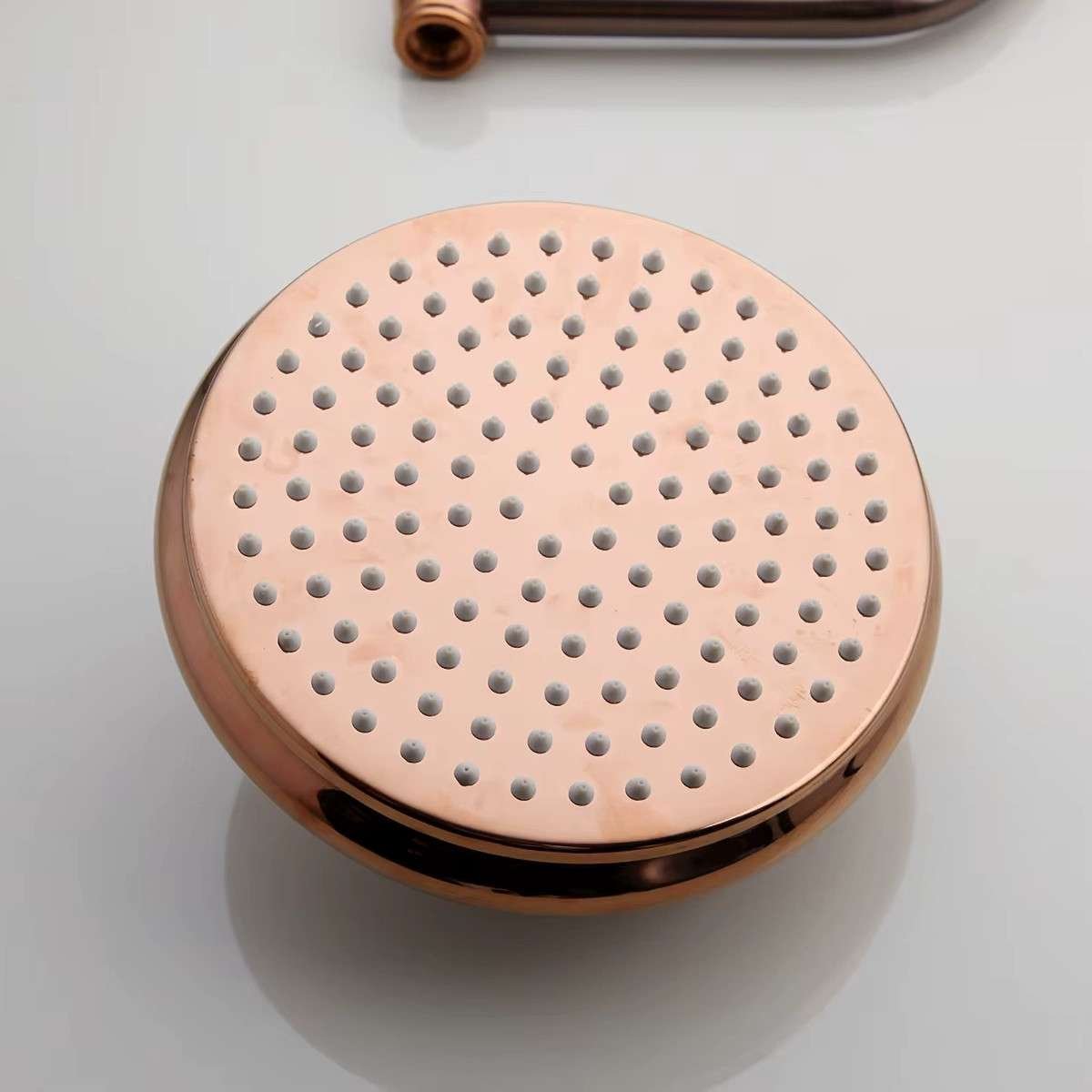 Colonne bain-douche or rose – Design rétro, réglable 98–146 cm