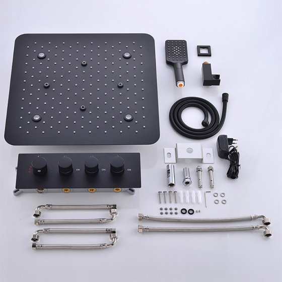 Composition de douche ciel de pluie led thermostatique noire, Victoria - category_name - CDP1200078 - shop_name