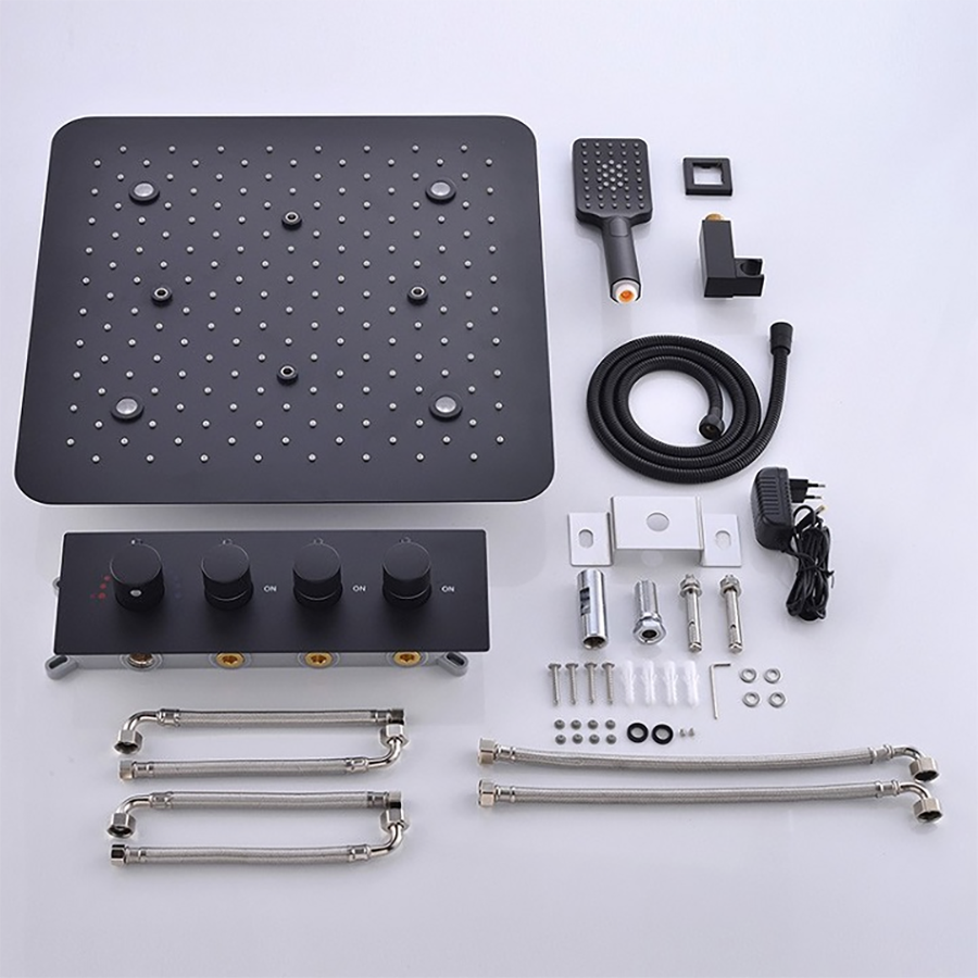 Composition de douche ciel de pluie led thermostatique noire, Victoria - category_name - CDP1200078 - shop_name