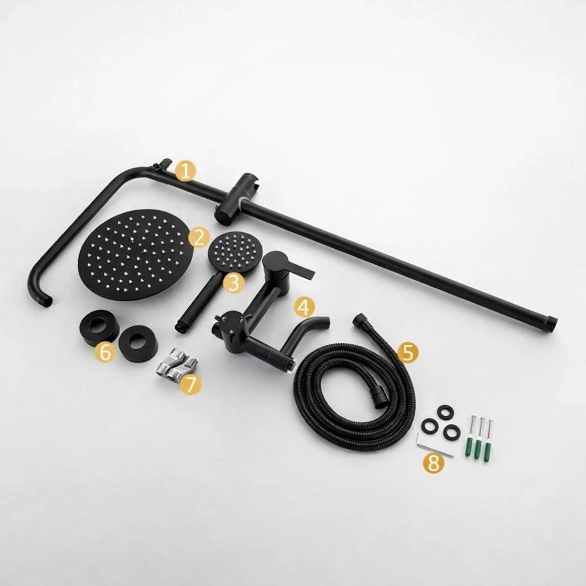 Colonne bain-douche noire Choupo – 3 fonctions, réglable 97–129 cm