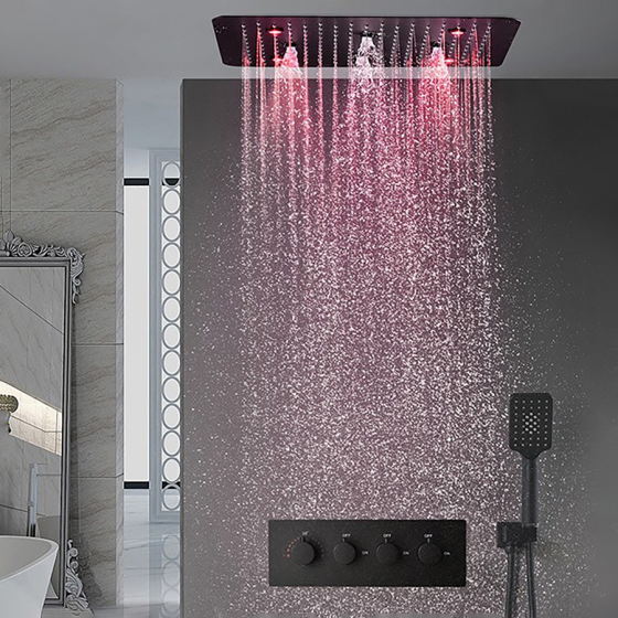 Composition de douche ciel de pluie led thermostatique noire, Victoria - category_name - CDP1200078 - shop_name