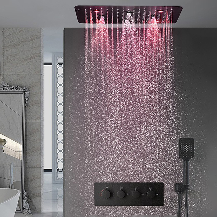 Composition de douche ciel de pluie led thermostatique noire, Victoria - category_name - CDP1200078 - shop_name
