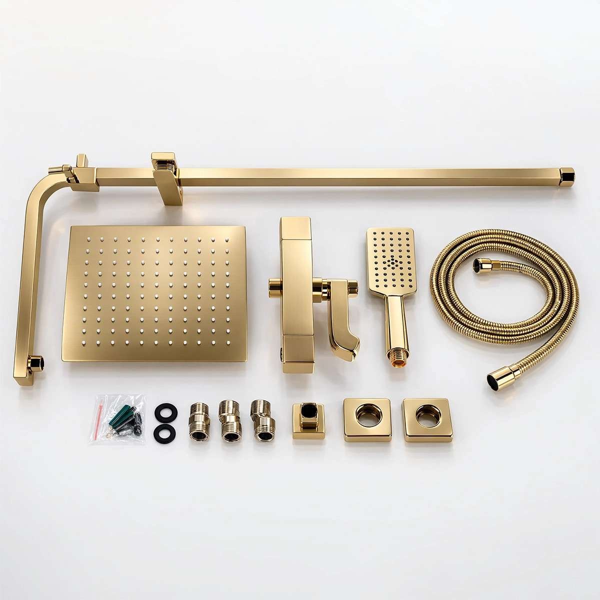 Colonne bain-douche thermostatique dorée Cécile – Réglable 98–146 cm