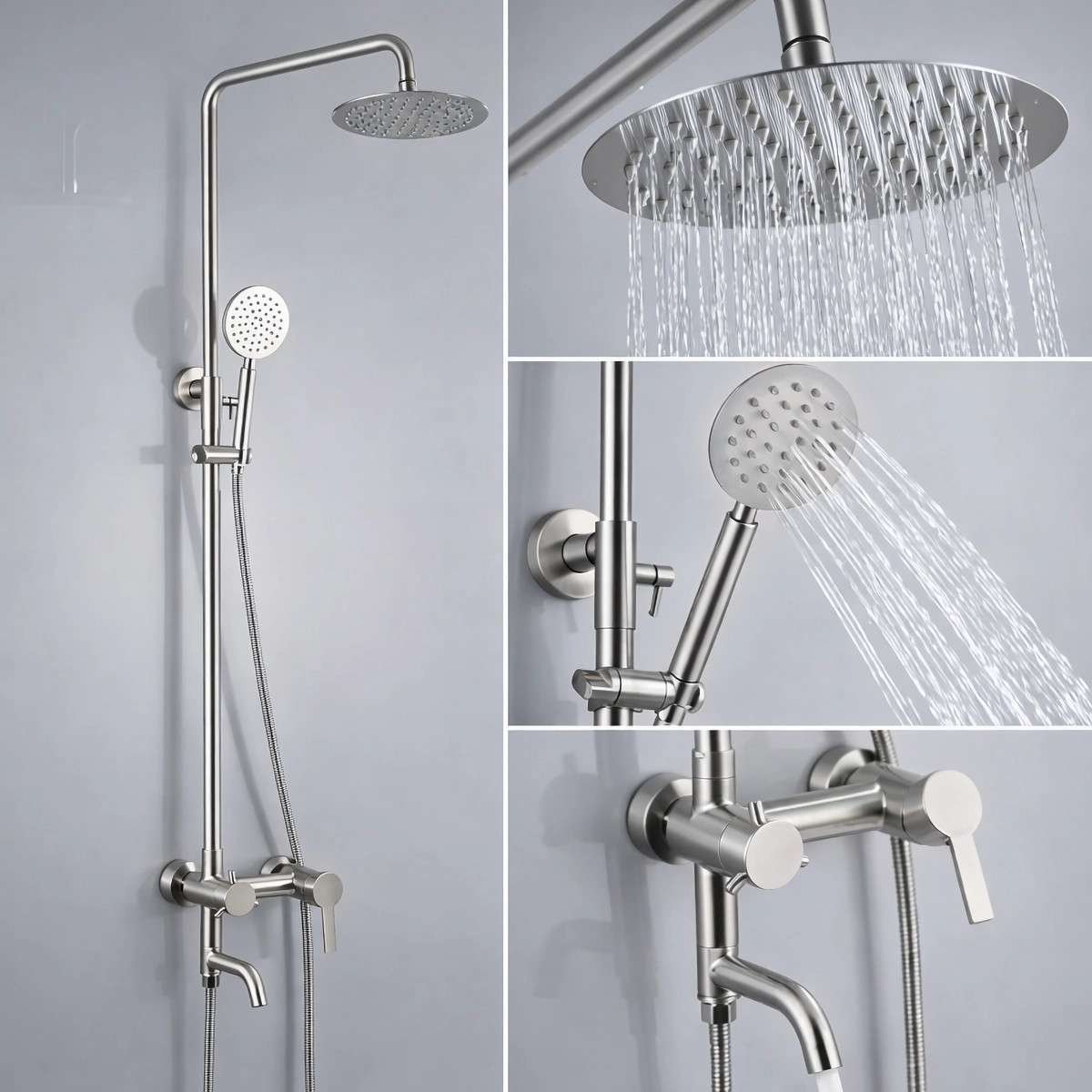 Colonne bain-douche Venise – Élégance moderne en nickel brossé