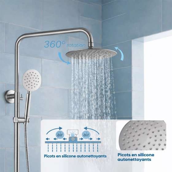 Colonne bain-douche Venise – Élégance moderne en nickel brossé