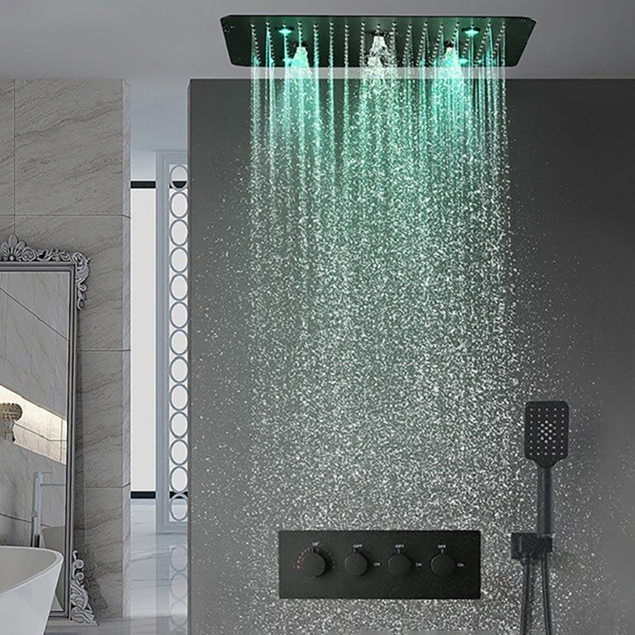 Composition de douche ciel de pluie led thermostatique noire, Victoria - category_name - CDP1200078 - shop_name