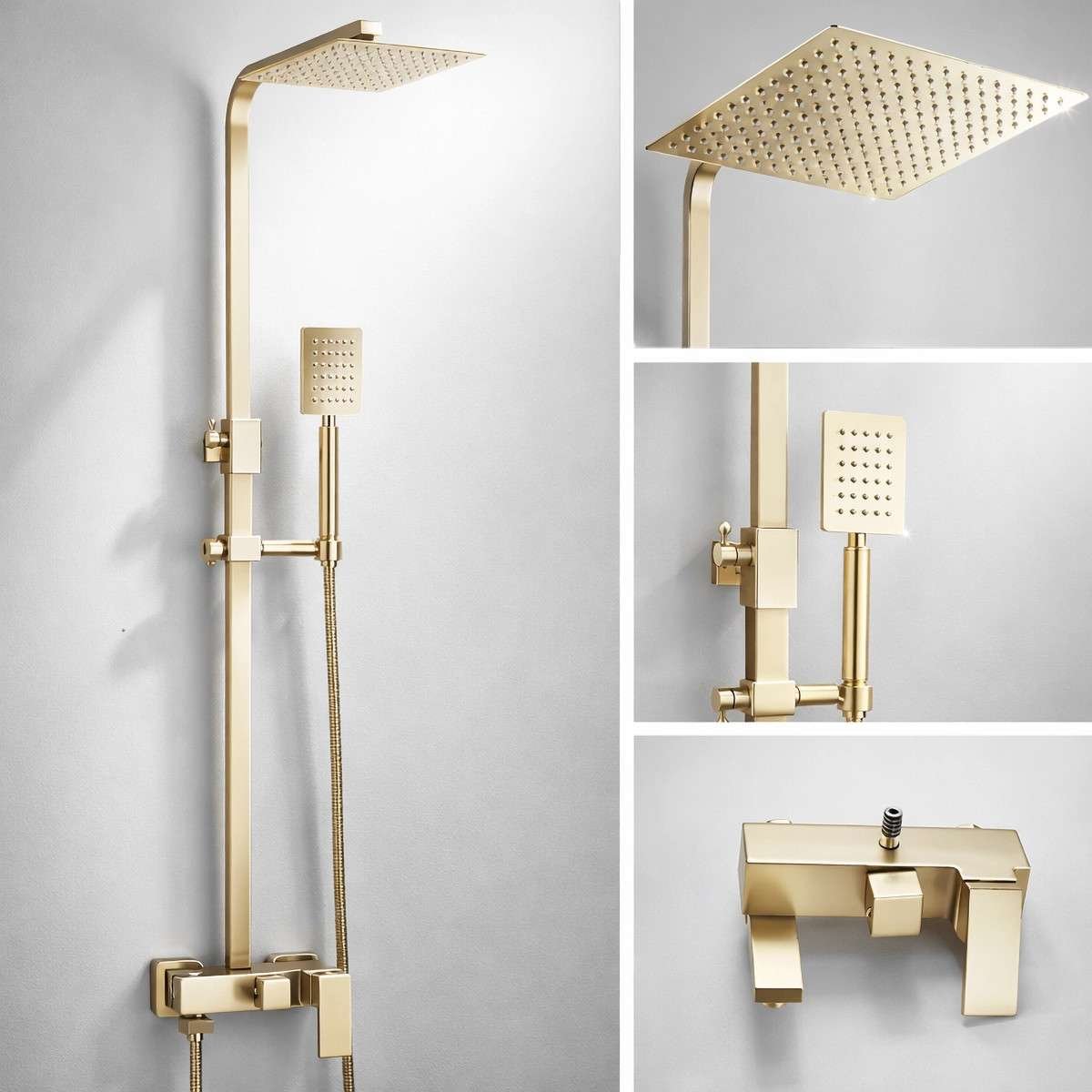 Colonne bain-douche dorée Tsar – 3 fonctions, inverseur 3 voies