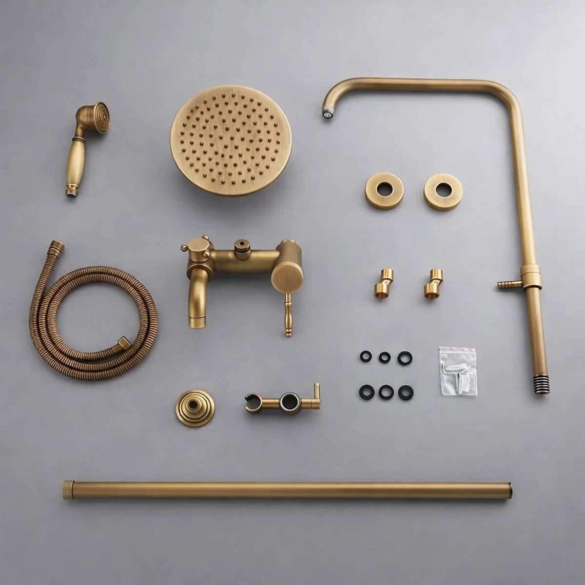 Colonne bain-douche bronze Luxem – Mélangeur mural, design antique