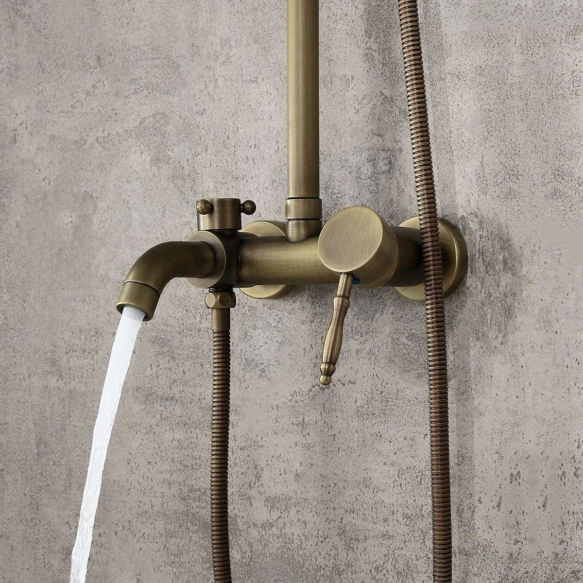 Colonne bain-douche bronze Luxem – Mélangeur mural, design antique