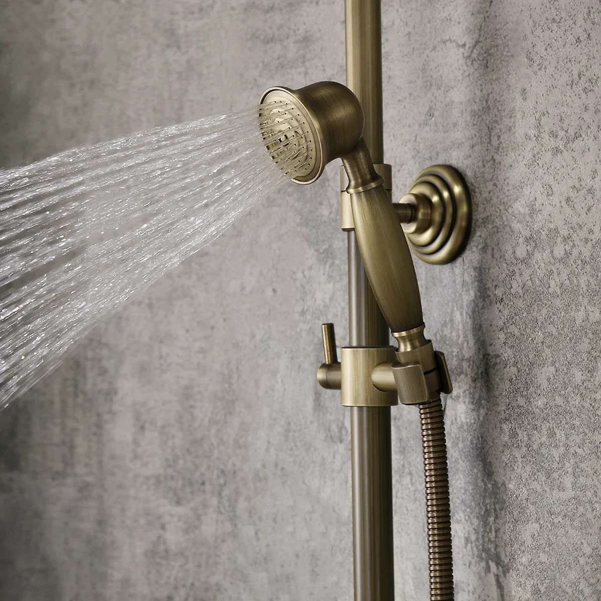 Colonne bain-douche bronze Luxem – Mélangeur mural, design antique