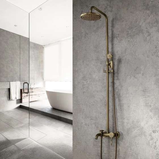 Colonne bain douche mitigeur bronze antique Ø20cm, Luxem
