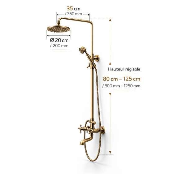 Colonne bain-douche bronze Plétor – Mélangeur réglable &  antique