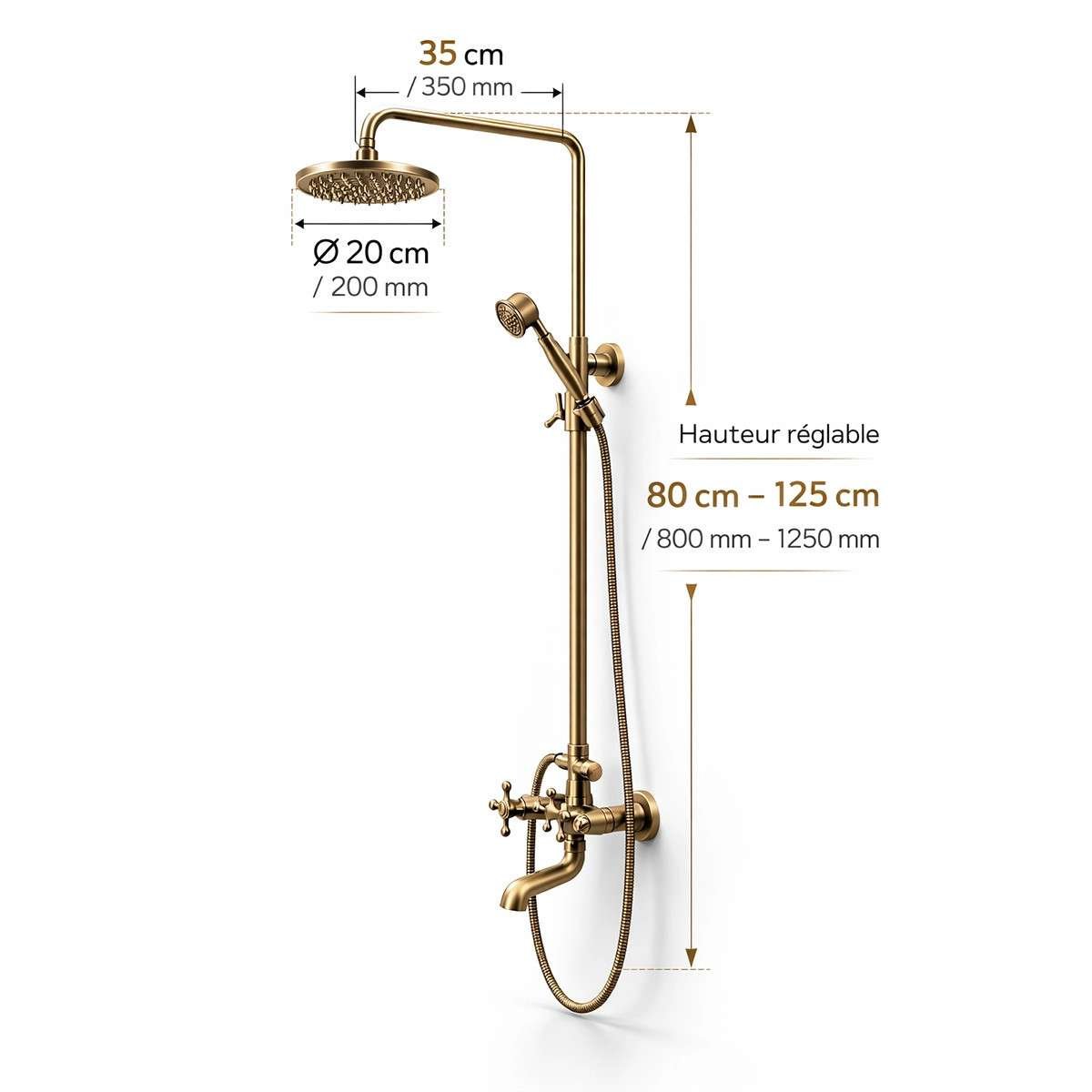 Colonne bain-douche bronze Plétor – Mélangeur réglable &  antique