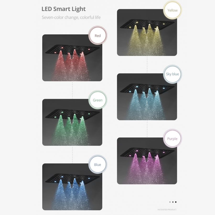 Composition de douche ciel de pluie led thermostatique noire, Victoria - category_name - CDP1200078 - shop_name