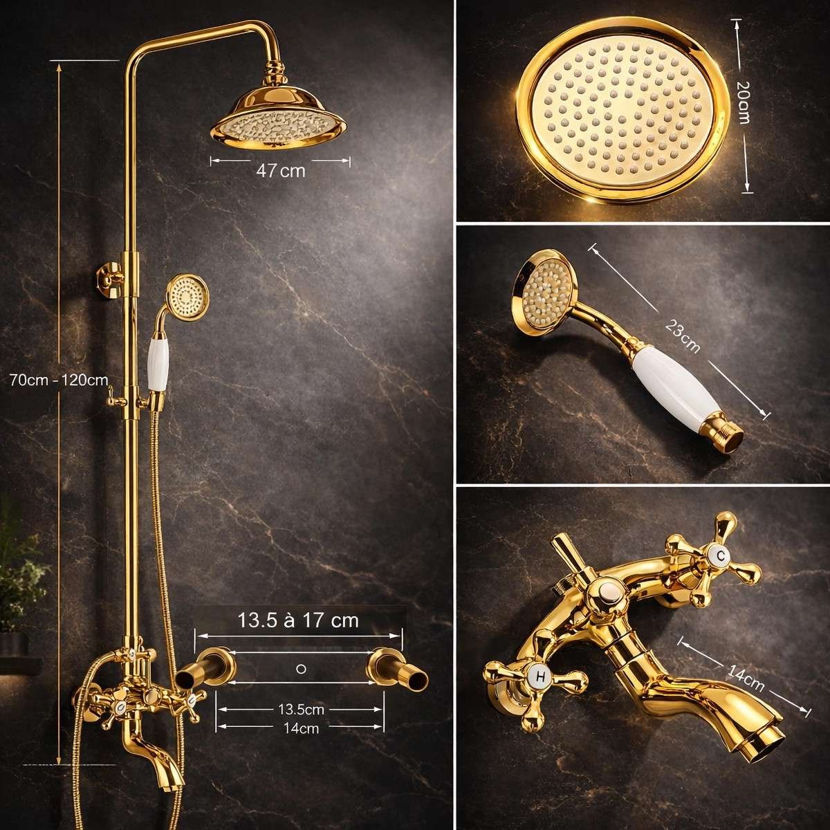 Colonne bain-douche rétro noire – Élégance vintage & finitions durable