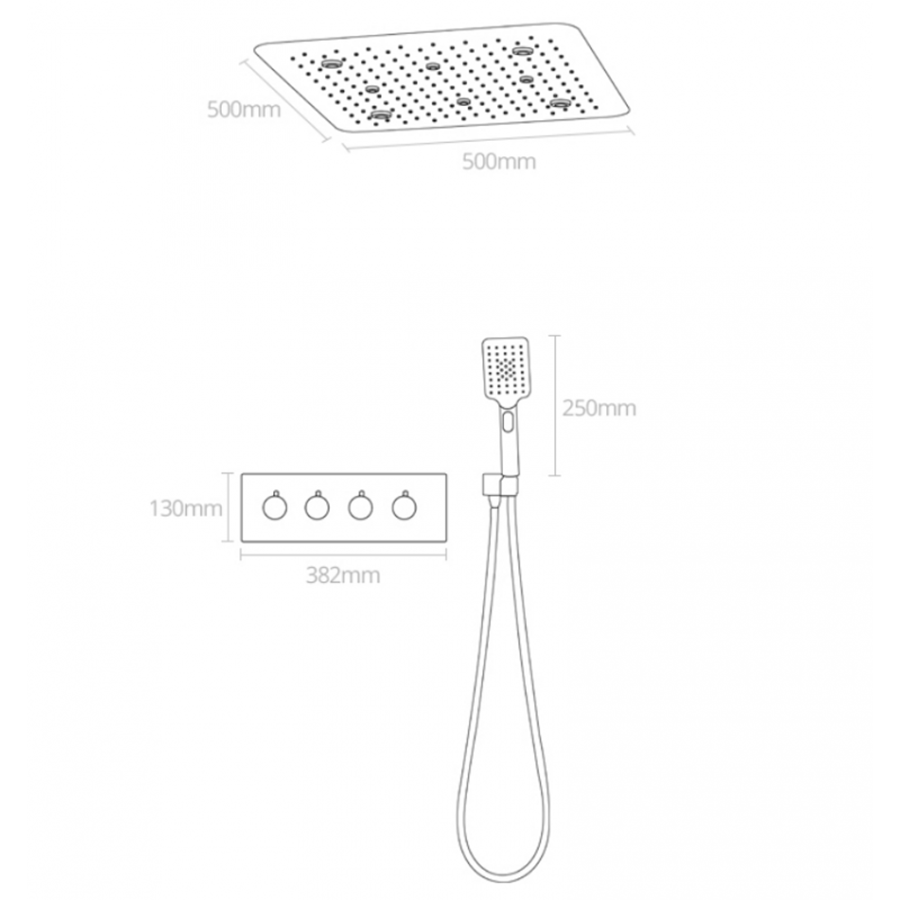 Composition de douche ciel de pluie led thermostatique noire, Victoria - category_name - CDP1200078 - shop_name