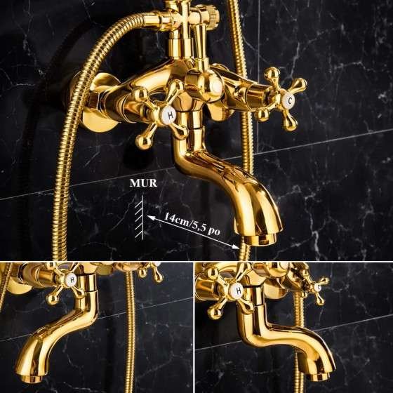 Colonne bain-douche rétro noire – Élégance vintage & finitions durable