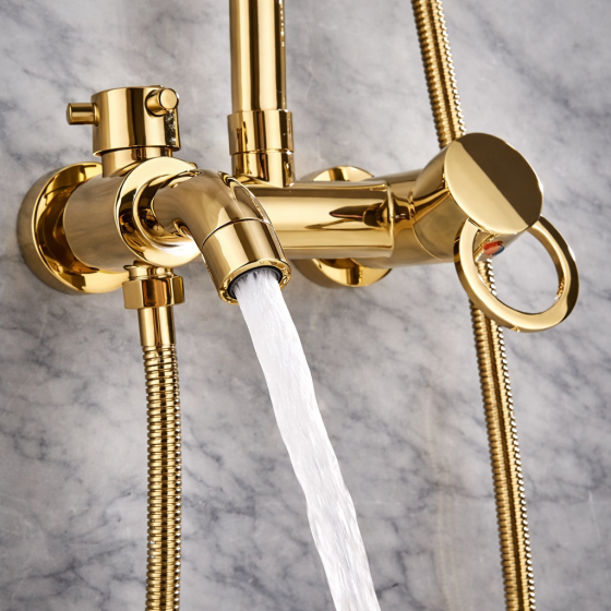 Colonne bain-douche dorée Astana – Design élégant & laiton durable