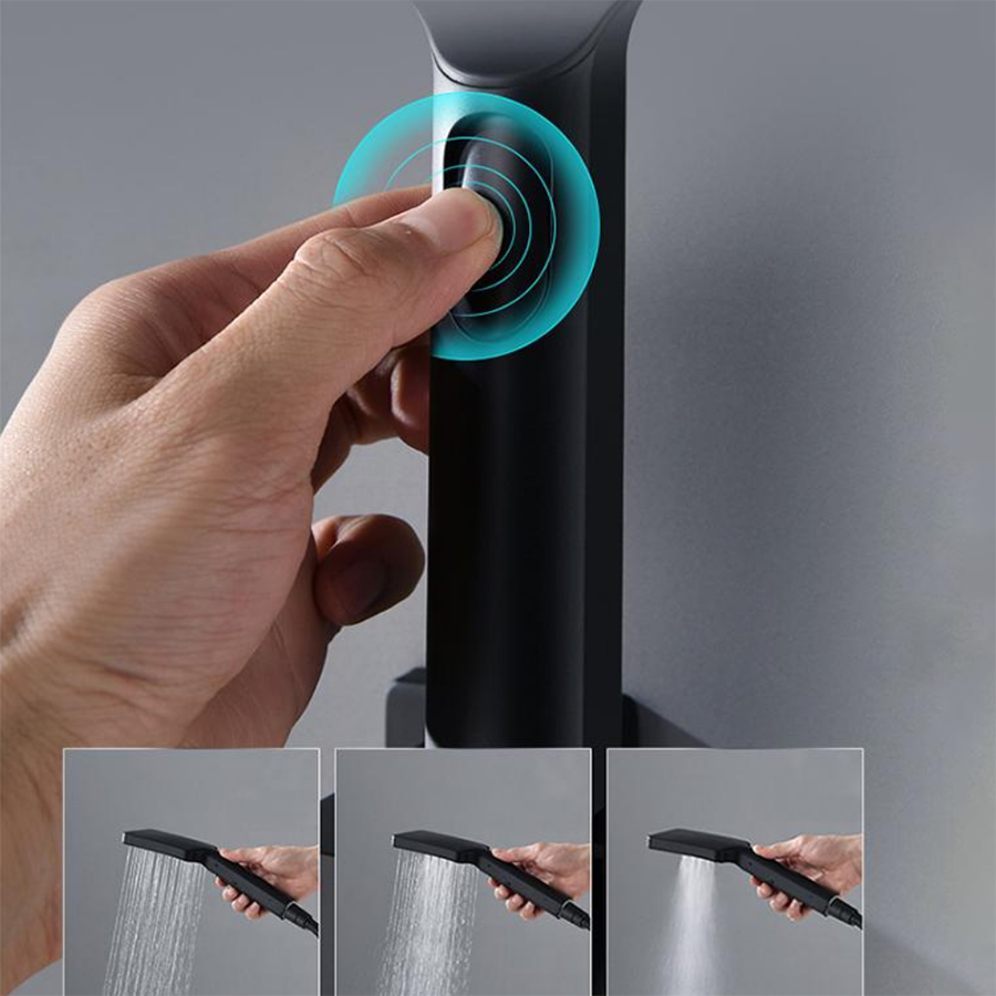 Composition de douche ciel de pluie led thermostatique noire, Victoria - category_name - CDP1200078 - shop_name