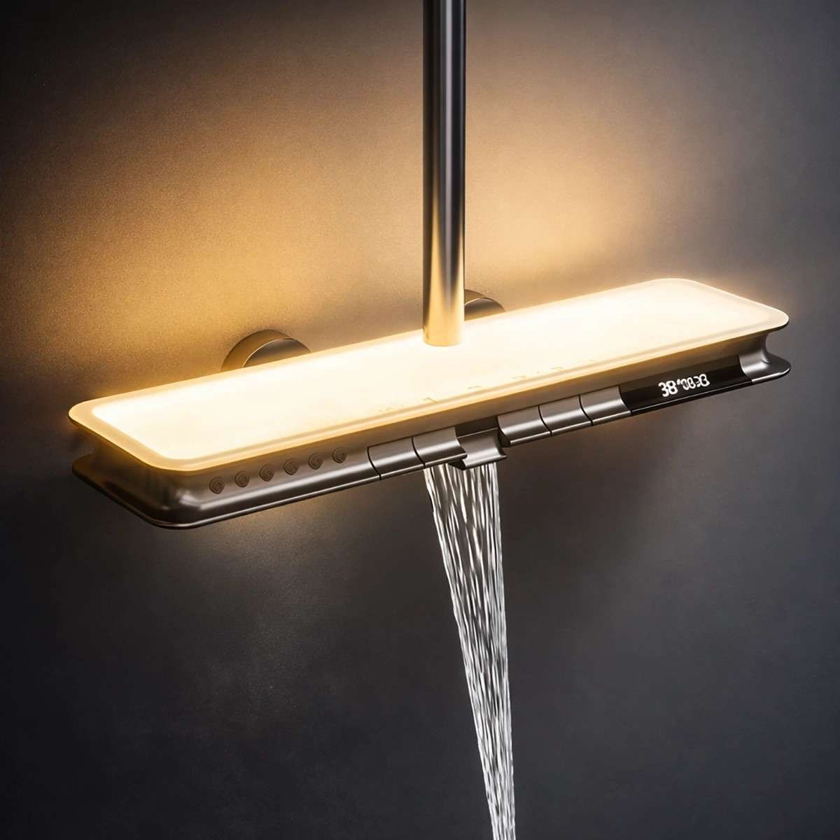 Colonne de douche LED thermostatique Zeus – Cascade, pluie & affichage