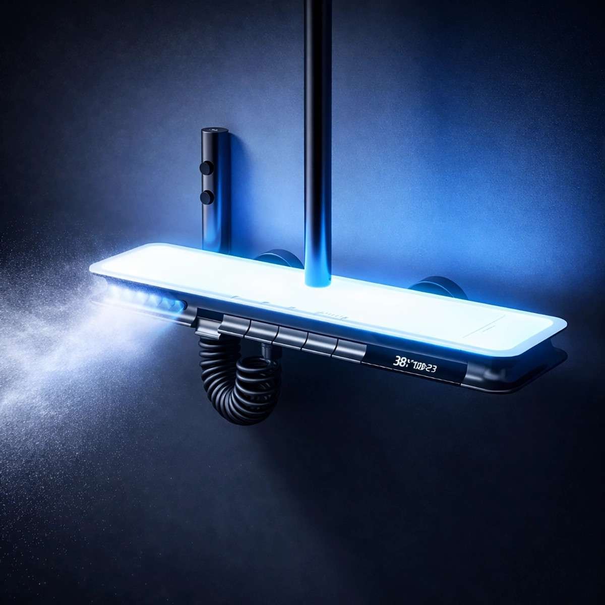 Colonne de douche LED thermostatique Zeus – Cascade, pluie & affichage