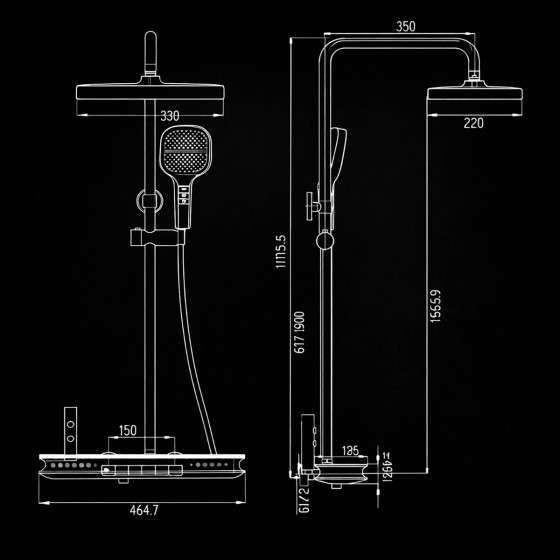Colonne de douche LED thermostatique Zeus – Cascade, pluie & affichage