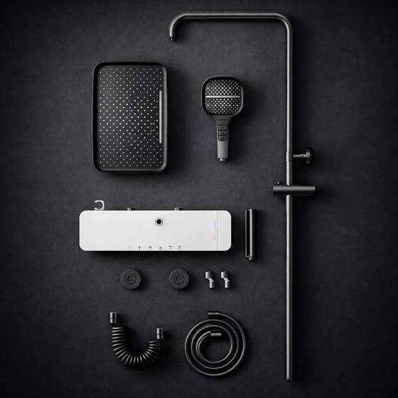 Colonne de douche LED thermostatique Zeus – Cascade, pluie & affichage