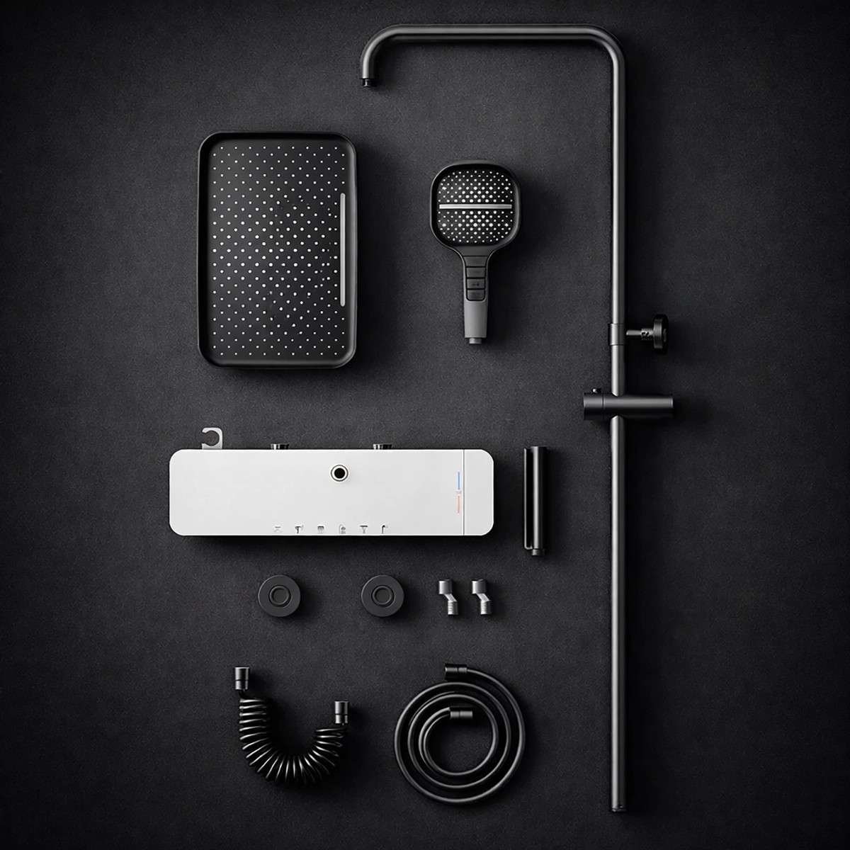 Colonne de douche LED thermostatique Zeus – Cascade, pluie & affichage